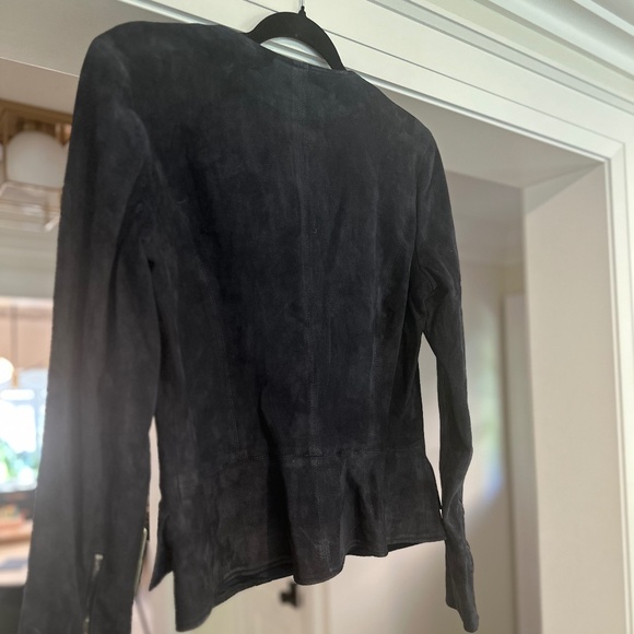 L'Agence Navy Blue Suede Zip Jacket - Size M - Picture 11 of 13